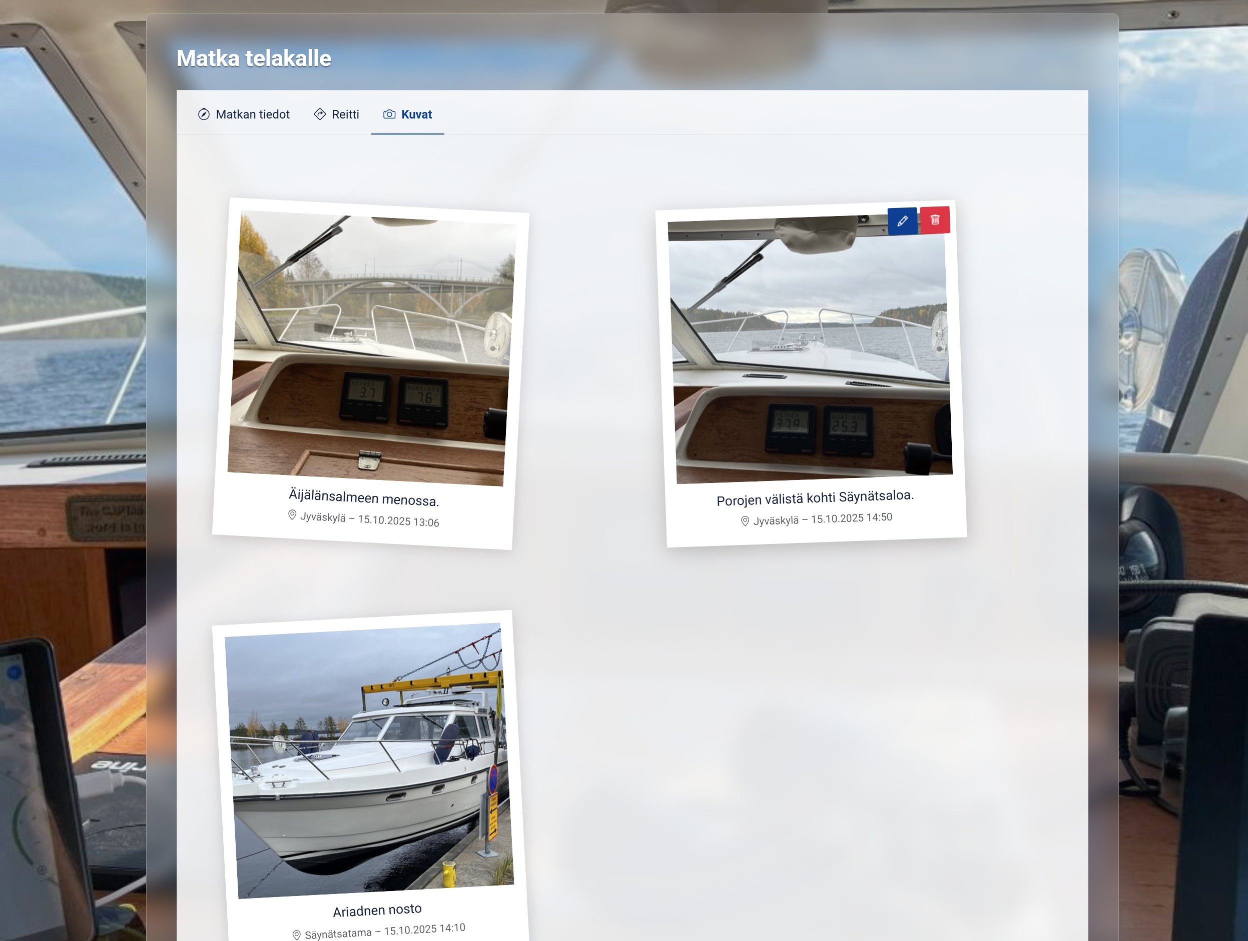Lokikirjan matkan valokuvat paikkatiedoilla